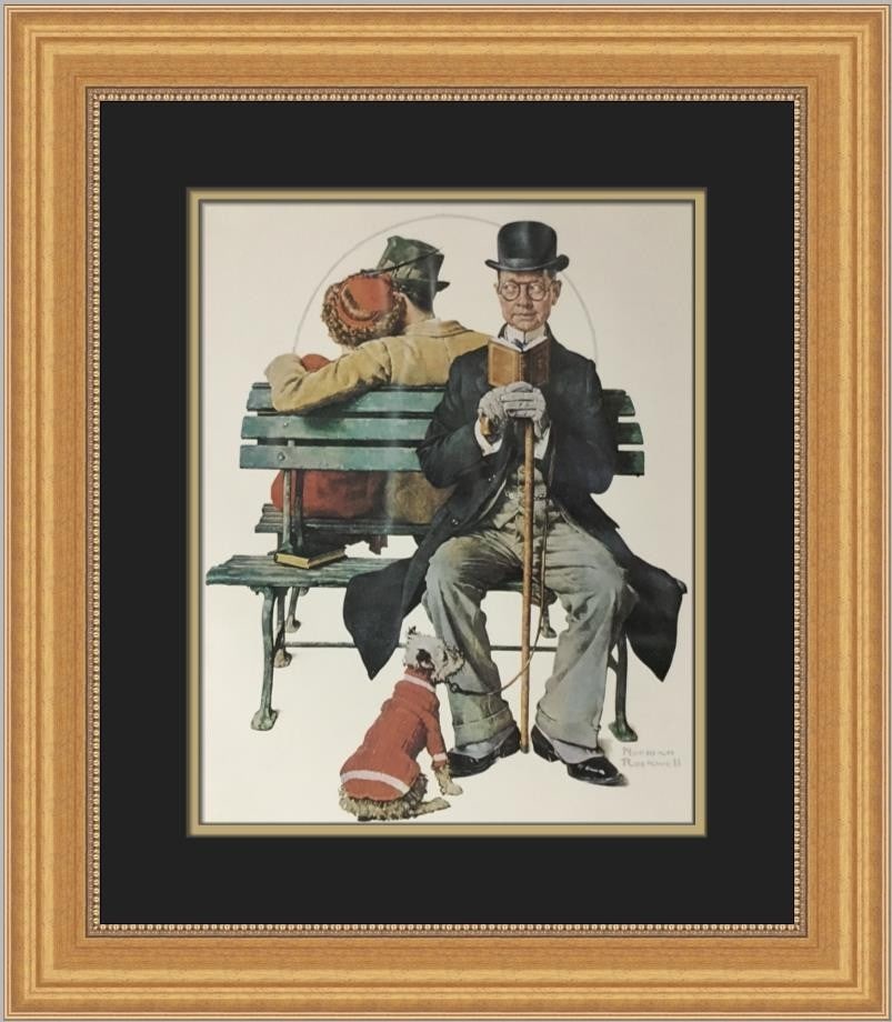 Norman Rockwell Park Bench Custom Framed Art Print 1975 (1 of 2)