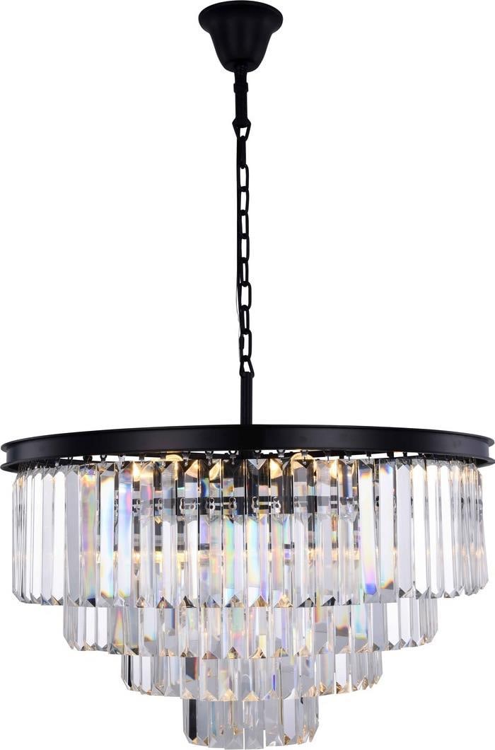 Transitional Pendant Light with Royal-Cut Crystal and Matte Black Finish Sydney Collection: Transitional Pendant Light with Royal-Cut Crystal and Matte Black Finish Sydney Collection This pendant light from the Sydney collection features a modern transitional style with a clear matte black f
