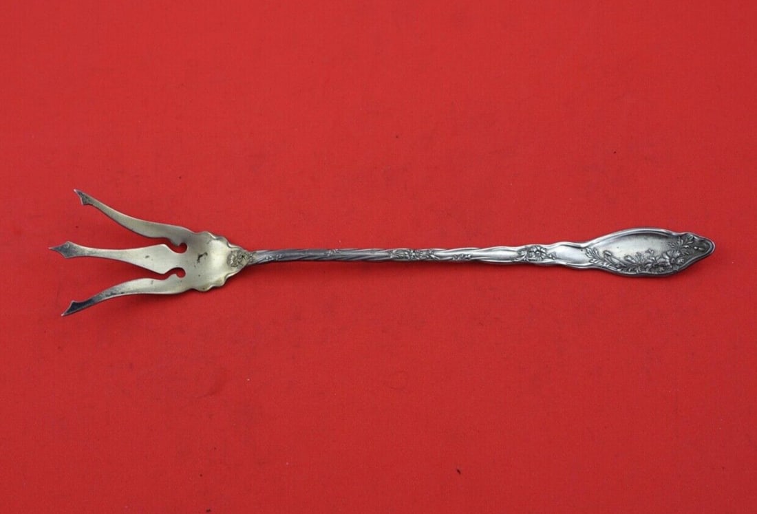 International Silver Mille Fleurs Sterling Silver Lettuce Fork 8 3/4" Gold Wash (1 of 2)