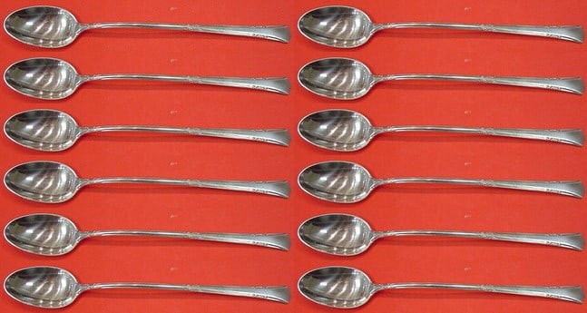 Gorham Greenbrier Sterling Silver Iced Tea Spoon Set 12 Pieces (1 of 3)