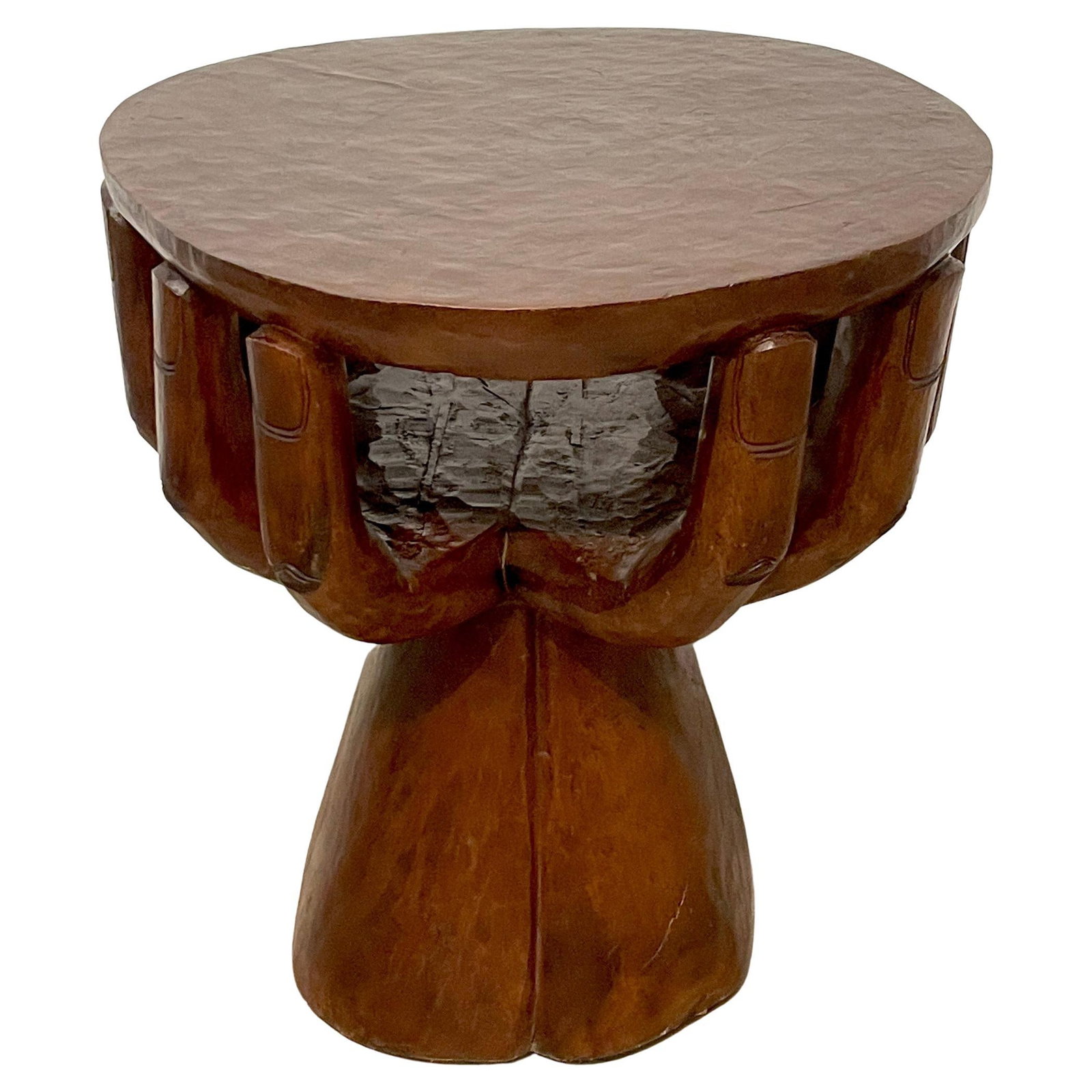 Mid-Century Modern Two-Tiered Cupped Hands Table by Pedro Friedeberg: Mid-Century Modern Two-Tiered Cupped Hands Table by Pedro Friedeberg This striking two-tiered cupped hands table, inspired by the style of Pedro Friedeberg, showcases a unique blend of artistry and fu
