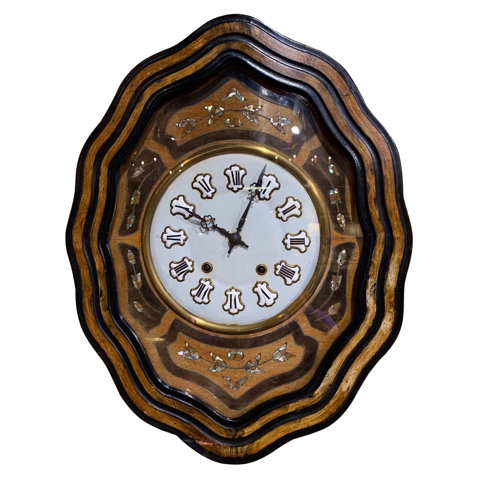 19th Century Napoleon III Wall Clock with Mother-of-Pearl Inlay (1 of 12)