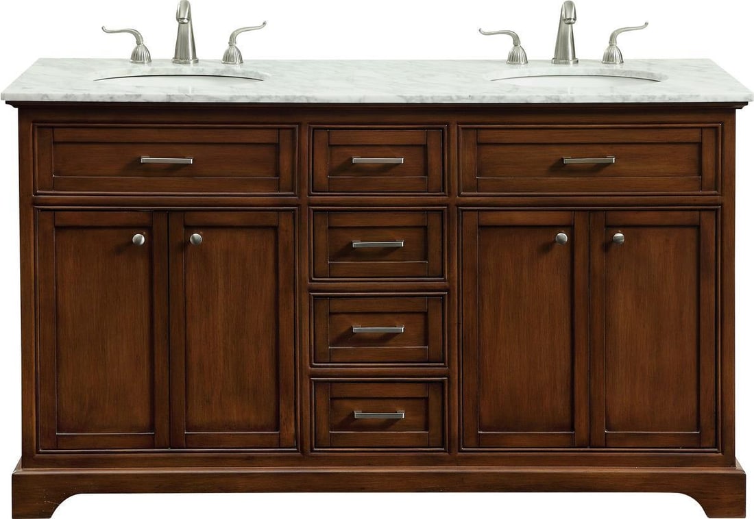 Elegant Lighting Classic Teak Bathroom Vanity 60" Solid Wood Storage (1 of 1)