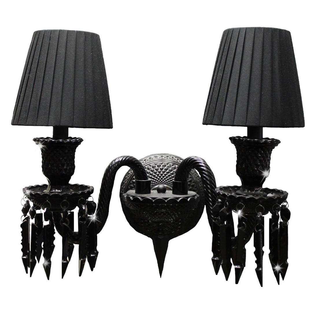 Artistry 2-Light Black Crystal Wall Sconce Fixture Modern Design (1 of 2)