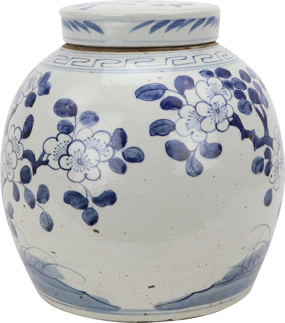 Ming Style Handcrafted Blue White Ceramic Jar 10x10x10: Ming Style Handcrafted Blue White Ceramic Jar 10x10x10 This exquisite handcrafted blue and white Ming jar showcases a vintage style that adds a touch of elegance to any space. Made from high-quality c