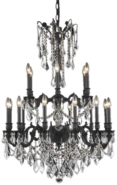 Elegant 18-Light Rosalia Bowl Chandelier Dark Bronze Royal-Cut Crystal (1 of 2)