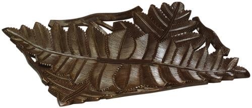 Hand-Cast Rustic Lodge Tray with Fern Leaf Motif (1 of 1)