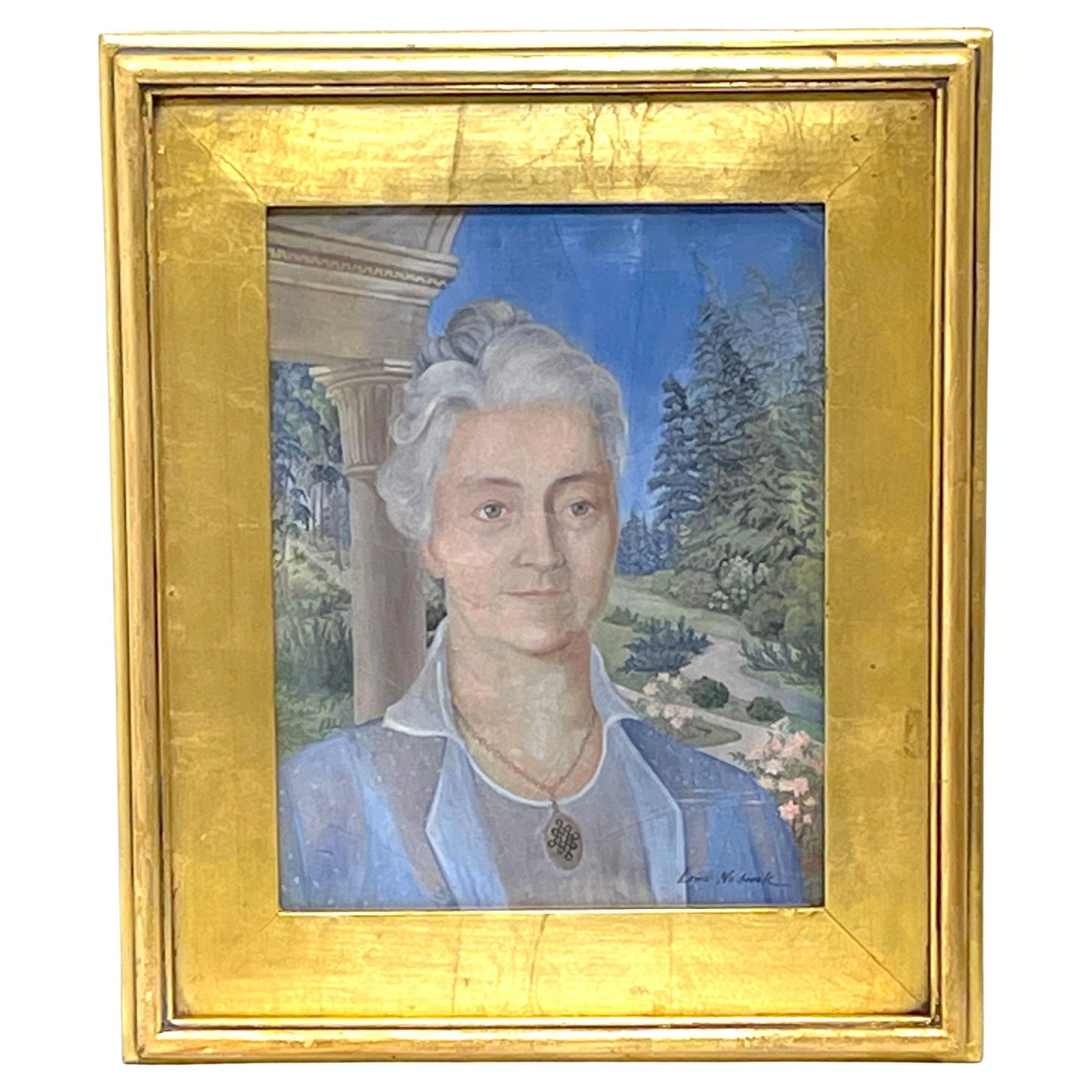Louis Wolchonok Modern Egg Tempera Portrait of Lady 1950s (1 of 10)