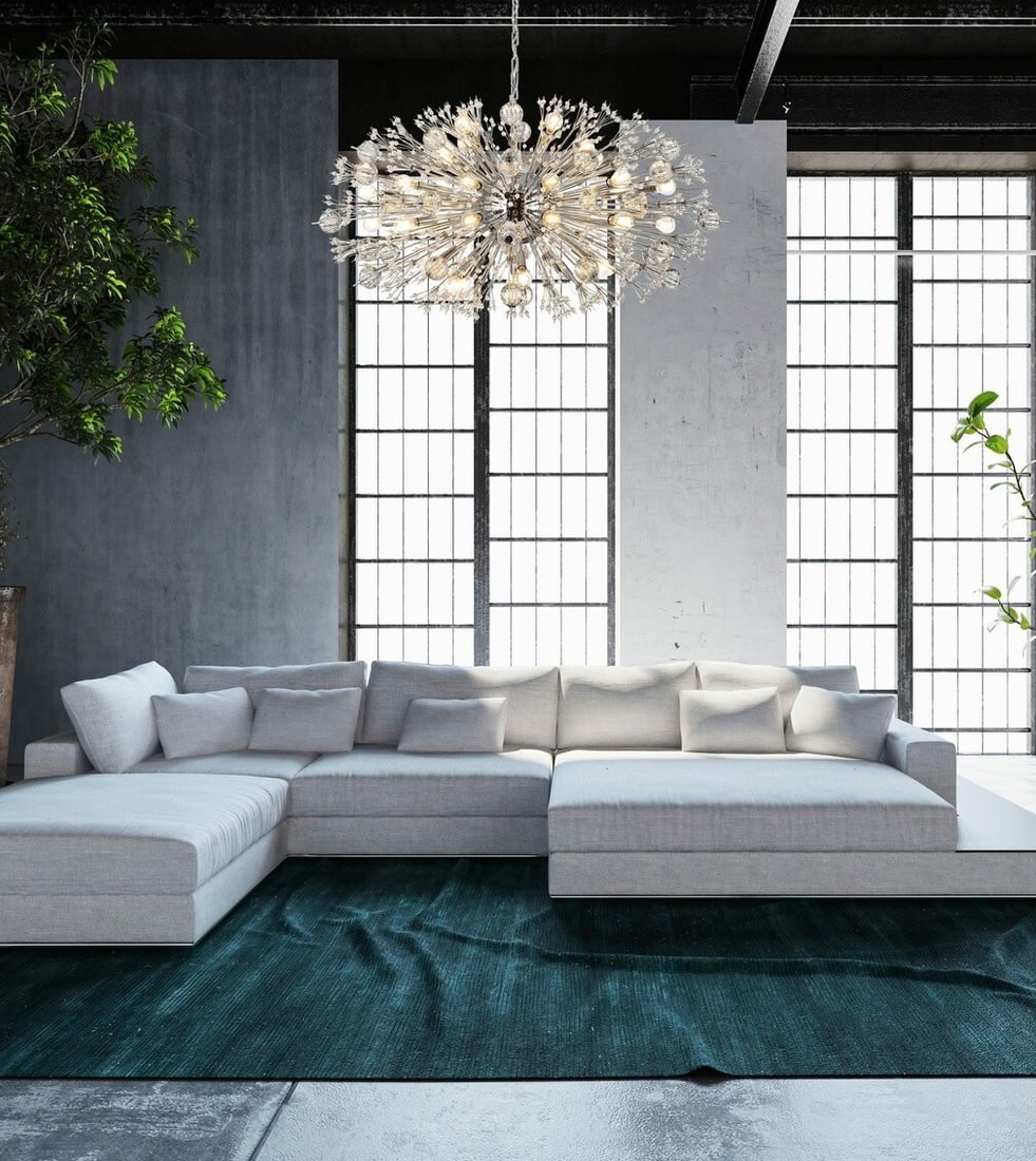 Vera 38-Light Chrome Sputnik Chandelier With Crystal and Glass 42 Inch Adjustable (1 of 12)