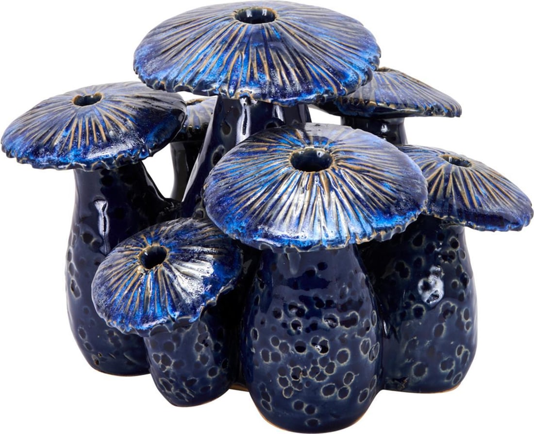 Large Handmade Blue Ceramic Mushroom Vase (1 of 2)