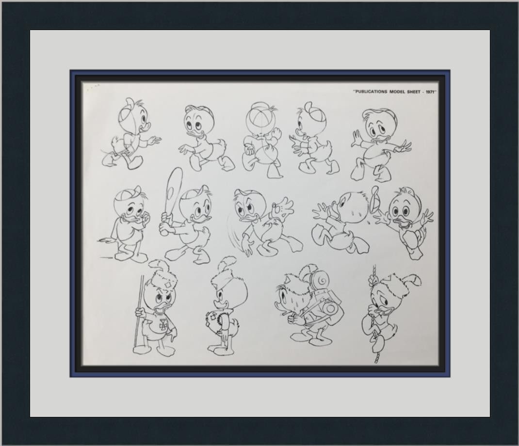 1971 Walt Disney Huey Louie Dewey Original Model Sheet Custom Framed (1 of 9)
