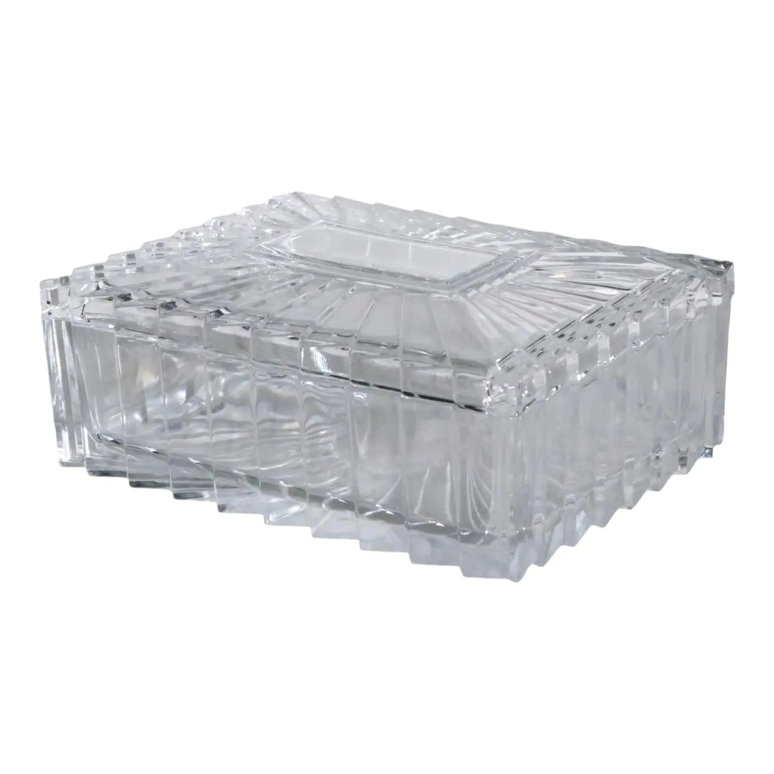 Glamorous Art Deco Glass Trinket Box Hollywood Regency Style 6 x 5 x 2.5 (1 of 9)