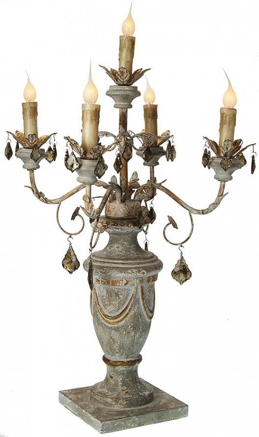 Provence Home Blue Grey Wood Candelabra Lamp 32in (1 of 1)