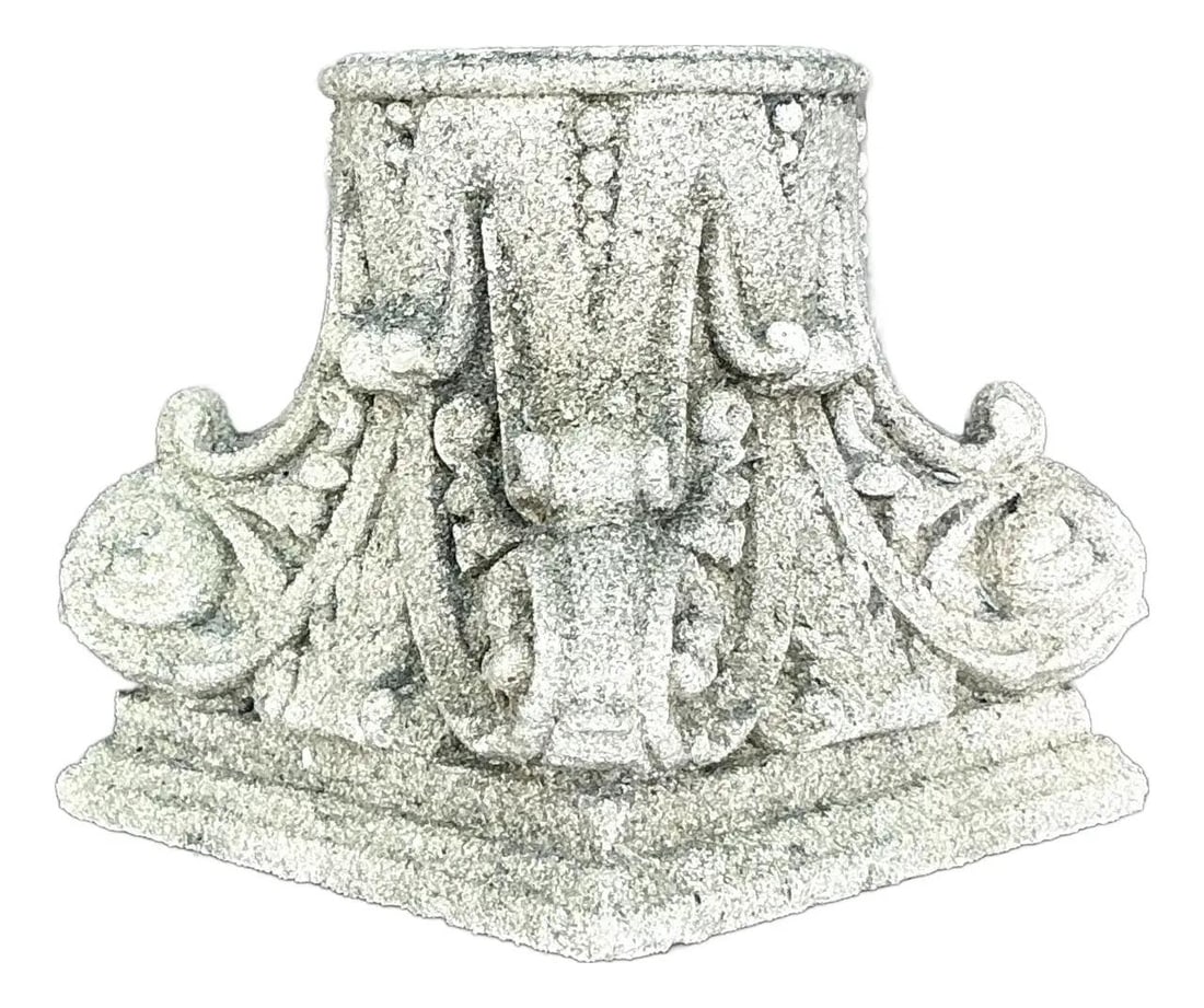 Vintage Regency Corinthian Column Base Gray Concrete Decorative Accent (1 of 5)