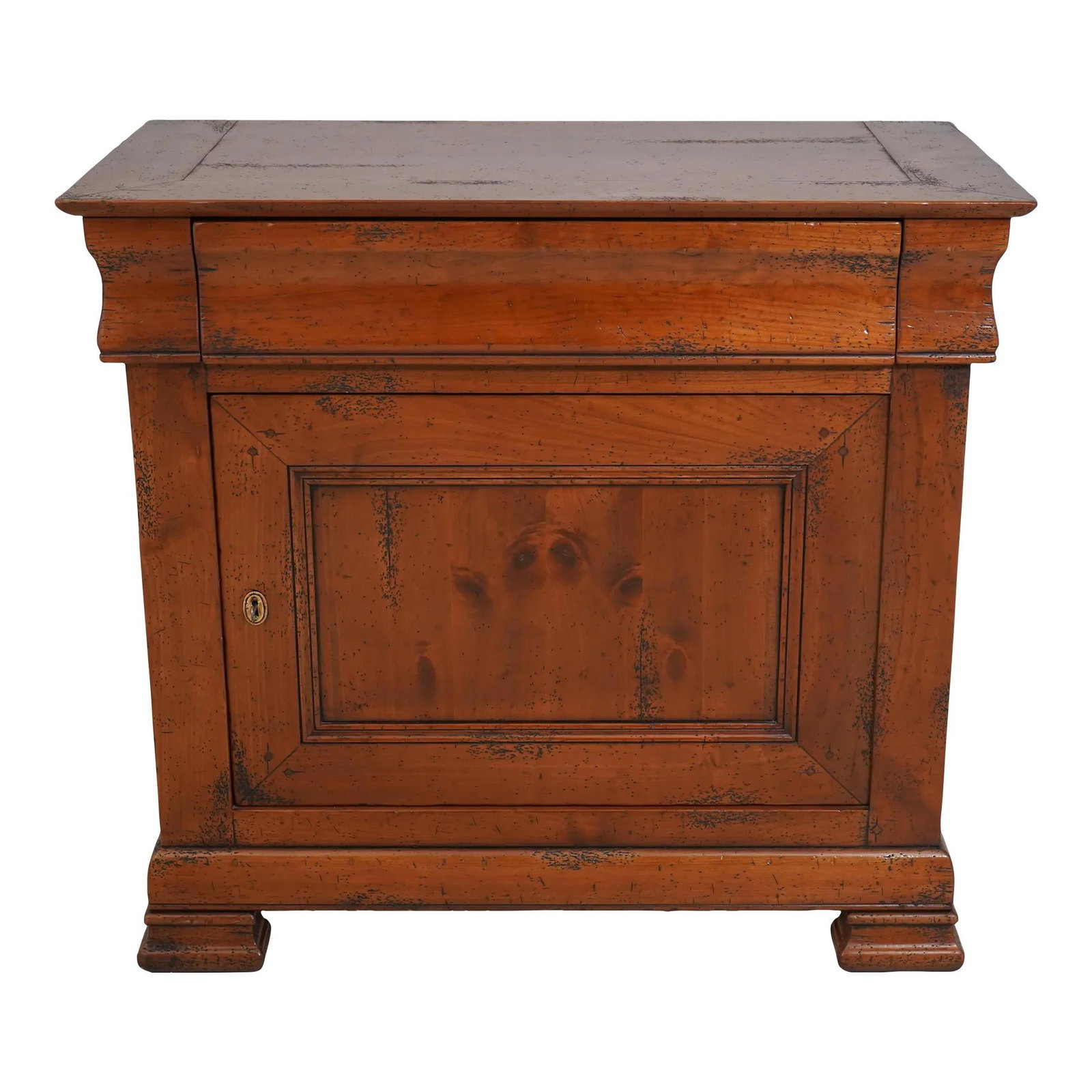 Italian Continental Style Distressed Wood Cabinet with Key Lock (1 of 10)