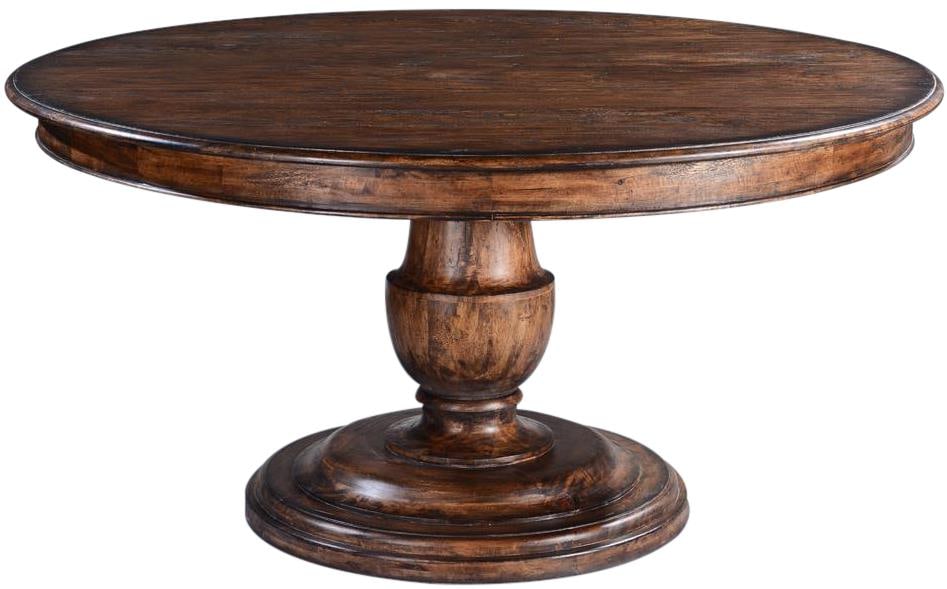Rustic Pecan Vintage Style Scottsdale Round Dining Table: Rustic Pecan Vintage Style Scottsdale Round Dining Table Introducing the Vintage Style Scottsdale Dining Table, a stunning addition to your dining area with its Old World charm. This new item features
