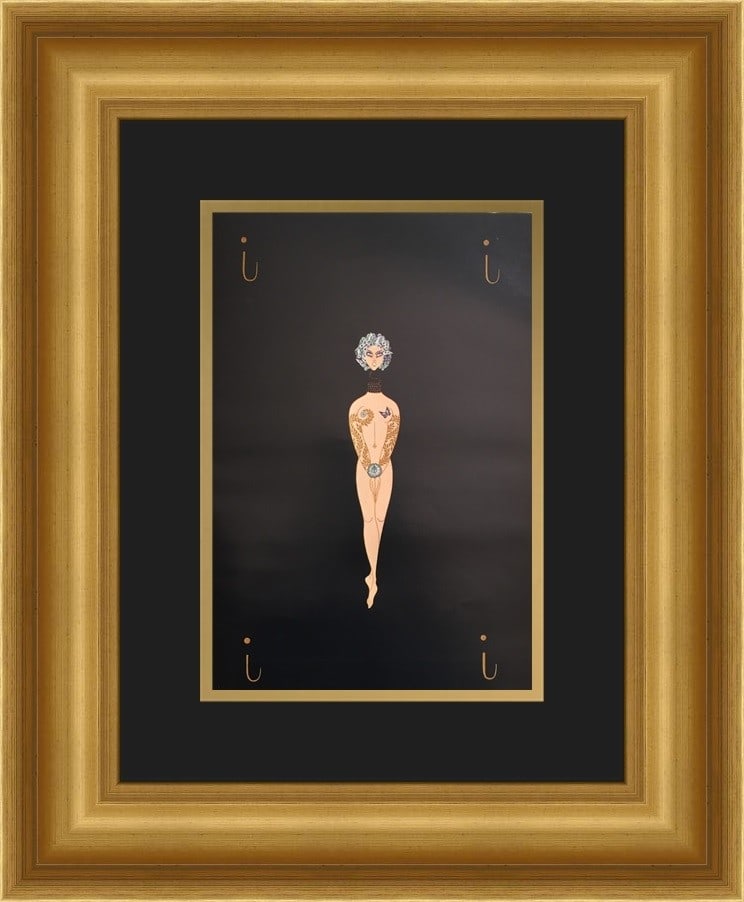 Erte Alphabet Suite I Custom Framed Art Deco Print 17 x 21: Erte Alphabet Suite I Custom Framed Art Deco Print 17 x 21 This stunning custom framed print features Erte's renowned work from the Alphabet Suite 'I', produced using offset lithography. The artwork s