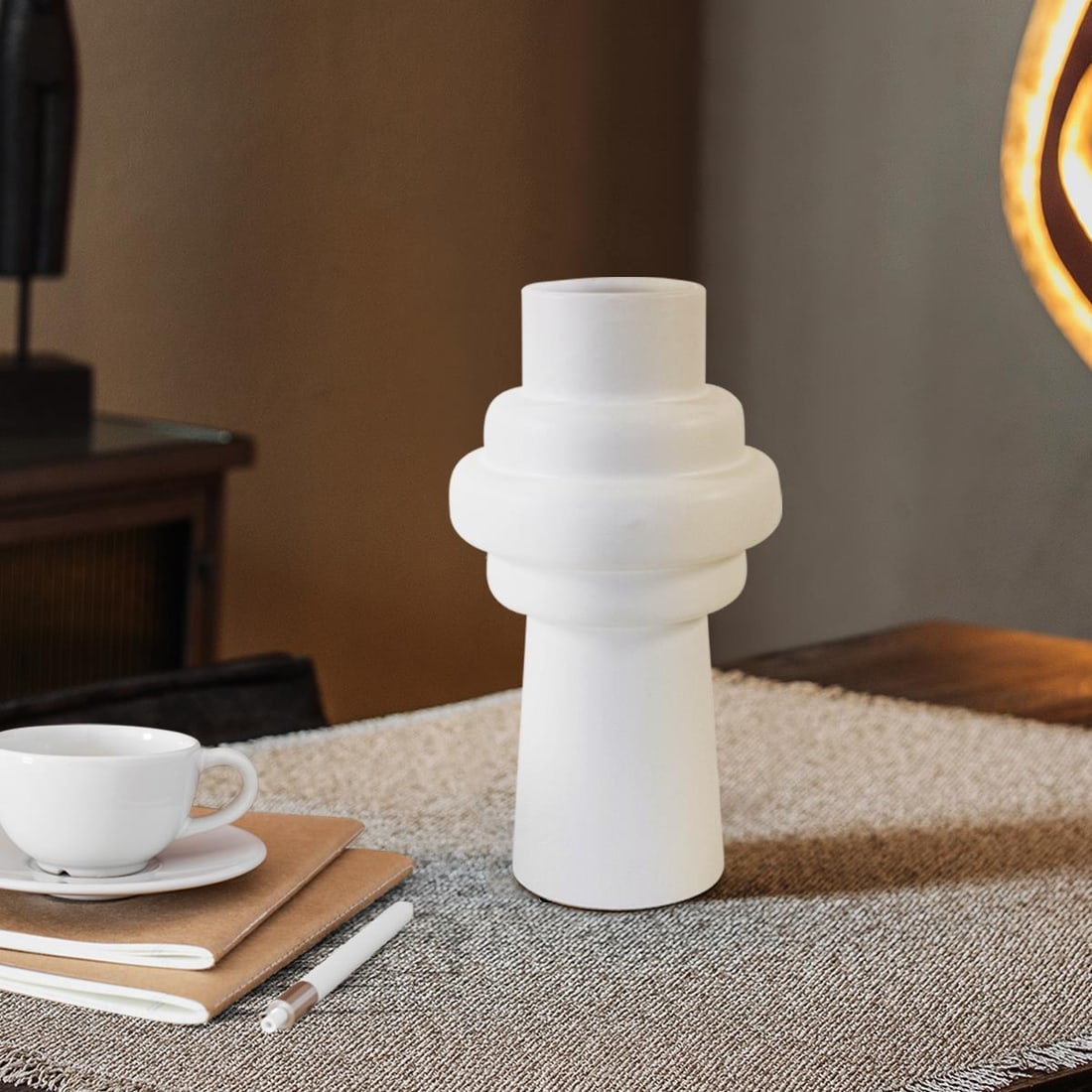 Howard Elliott Contemporary Ceramic White Vase 10.5H (1 of 4)