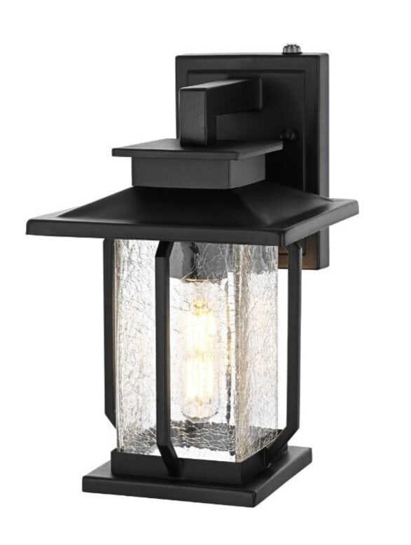 Salem 12 Inch Black Crackle Glass Outdoor Wall Sconce Light Waterproof Iron (1 of 10)
