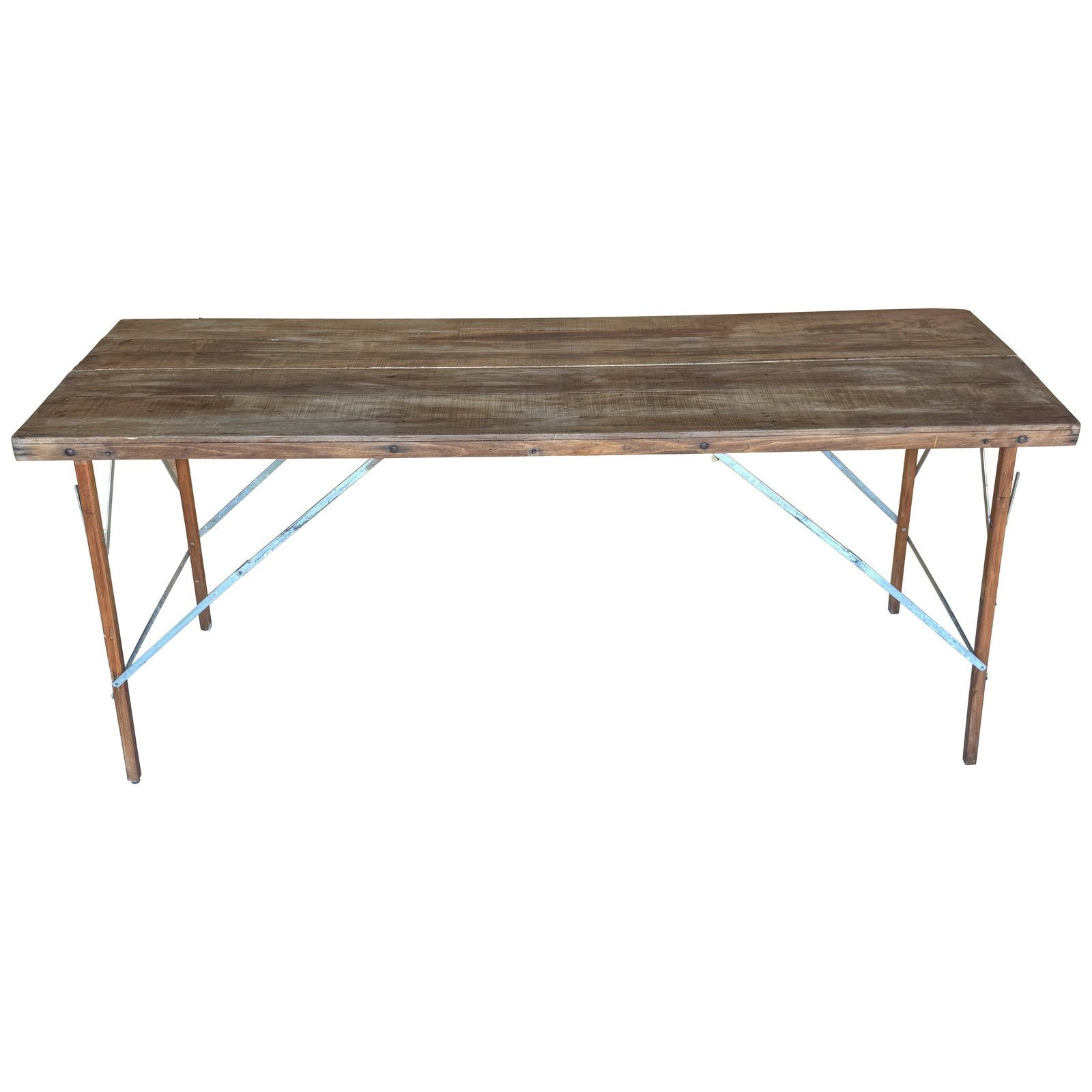 Antique French Industrial Campaign Folding Table Circa 1900 with Iron Bracing (1 of 13)
