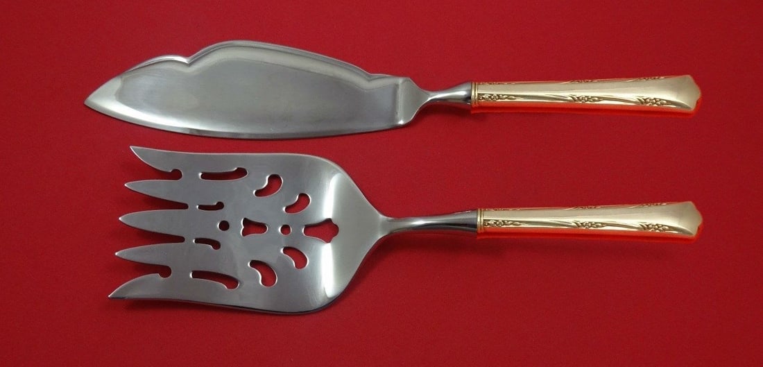 Gorham Greenbrier Sterling Silver Fish Serving Set 2 Piece Custom Made (1 of 1)