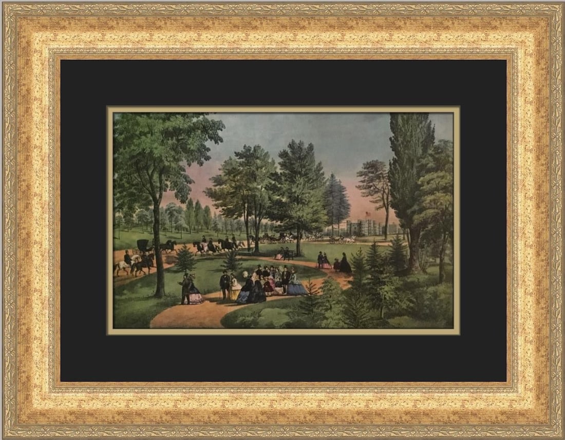 Currier & Ives Central Park-The Drive Custom Framed Print 1952 (1 of 2)