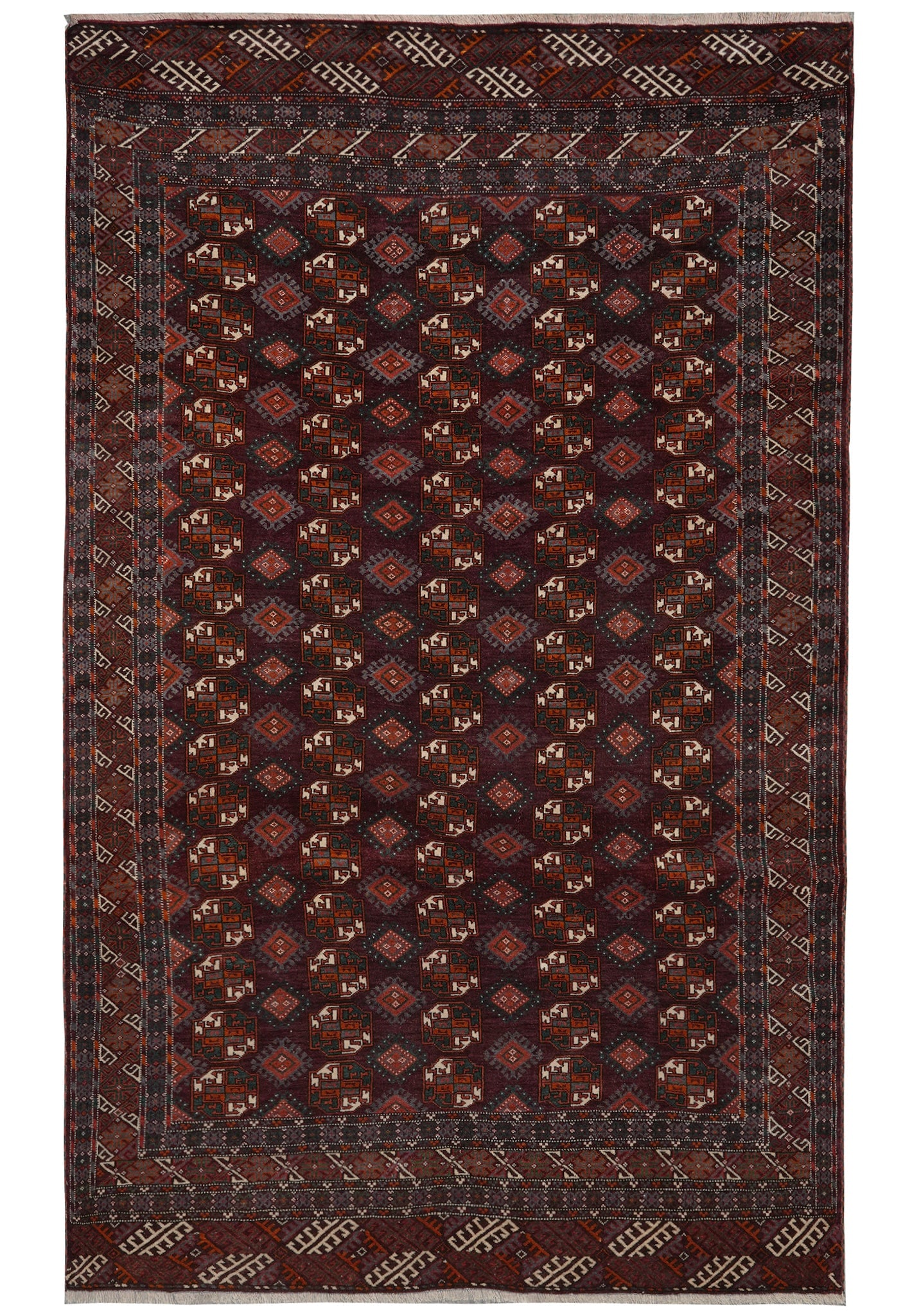 7 x 11 Handmade USSR Azerbaijan Wool Turkmen Yamud Bohara Rug (1 of 14)