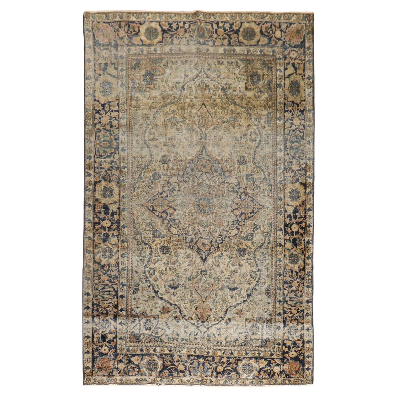 Rare 19th Century Mohtasham Kashan Hand-Woven Rug 51 x 82 in: Rare 19th Century Mohtasham Kashan Hand-Woven Rug 51 x 82 in This exquisite 19th Century Antique Mohtasham Kashan Rug embodies the elegance and craftsmanship of Persian textile artistry. Measuring 51