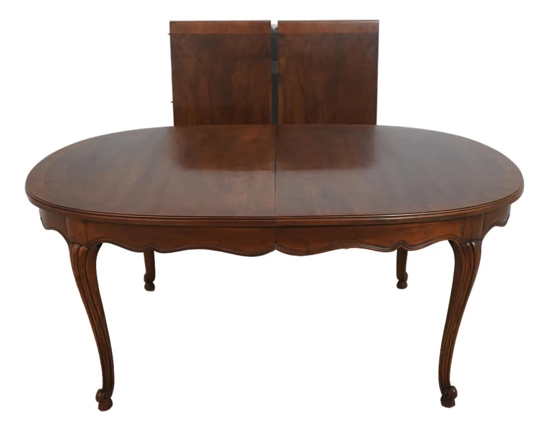 Walnut Dining Table with French Carved Scrolled Legs in Louis XV Style (1 of 10)