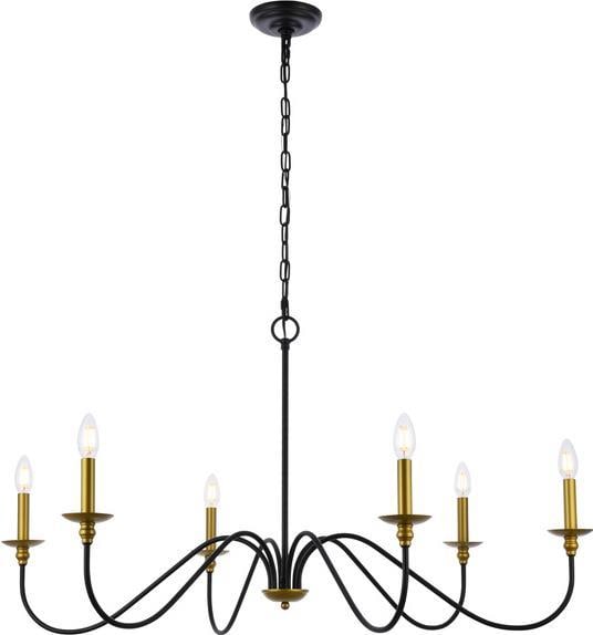 Elegant Rohan 42 Inch Matte Black Bowl Chandelier 6 Bulb E12 (1 of 1)