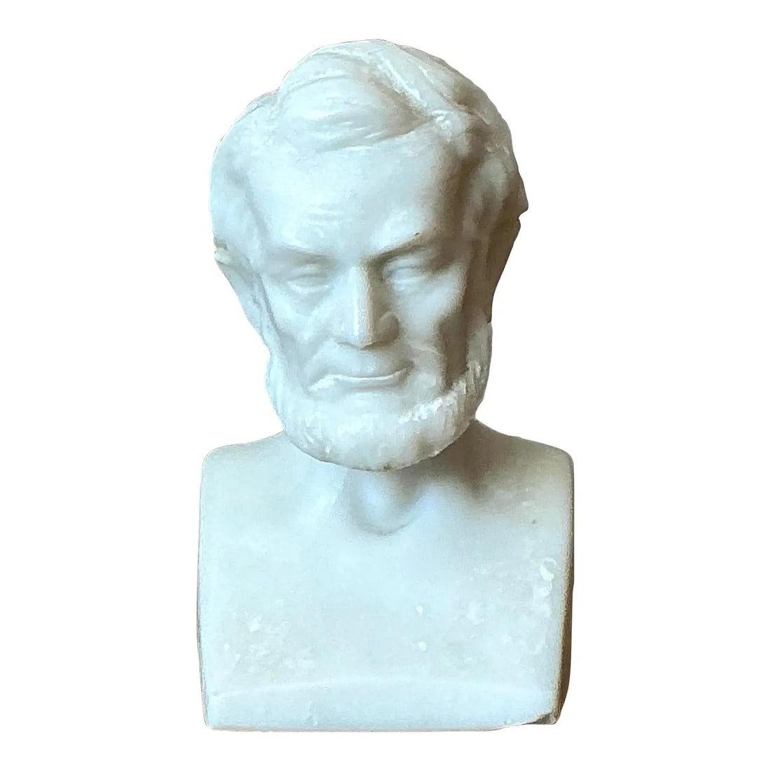 Carved Marble Abraham Lincoln Bust White Stone Sculpture 6 Inch (1 of 7)