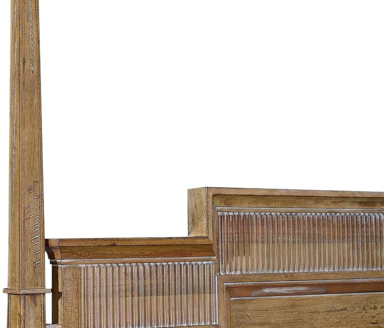 Elegant Camelot King Bed Solid Mango Beachwood Finish Transitional Style (1 of 9)