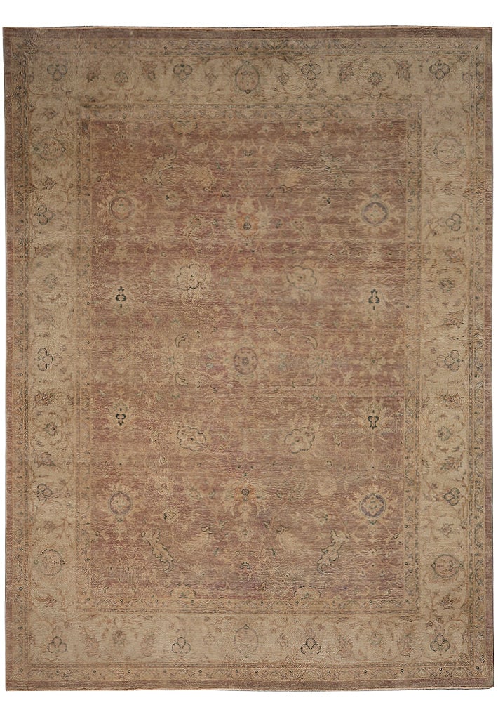 Handmade Wool Zigler Area Rug 106 x 139 in Neutral Brown Pakistan (1 of 11)