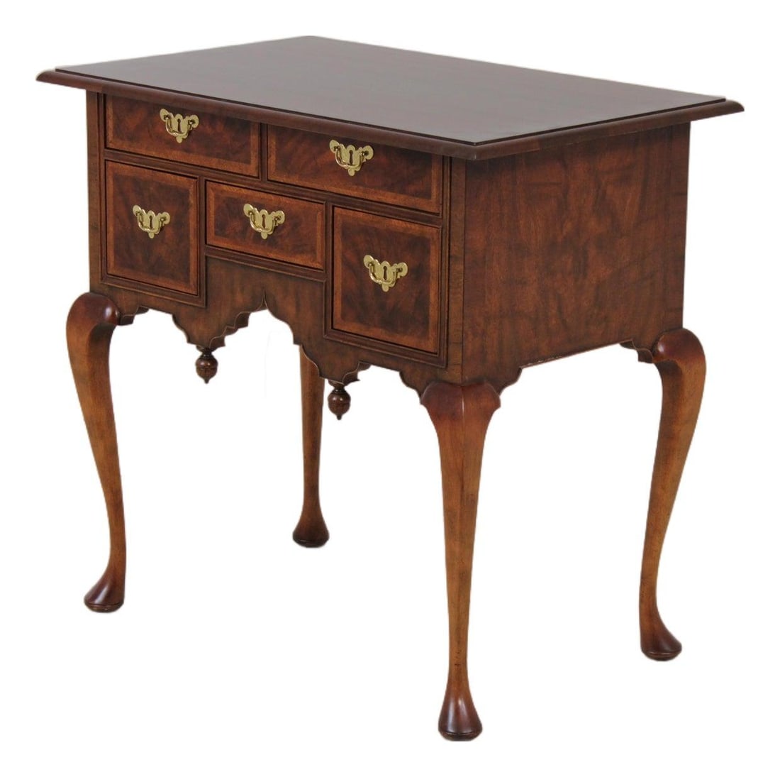 Mahogany Lowboy Model 8868 with Queen Anne Legs and Brass Hardware (1 of 10)