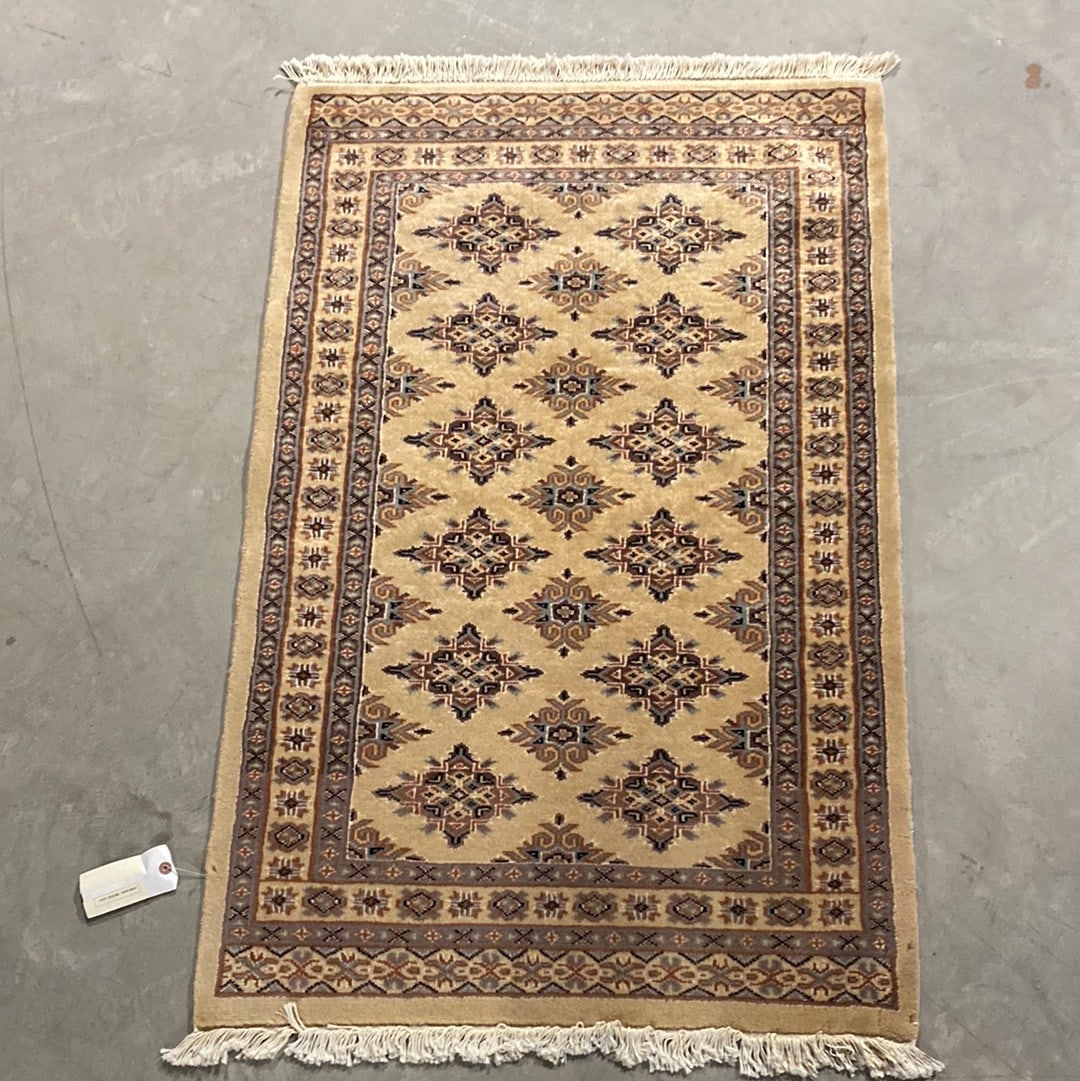 3.1 x 4.1 Hand-Knotted Jaldar Bokhara Area Rug Pakistan (1 of 6)