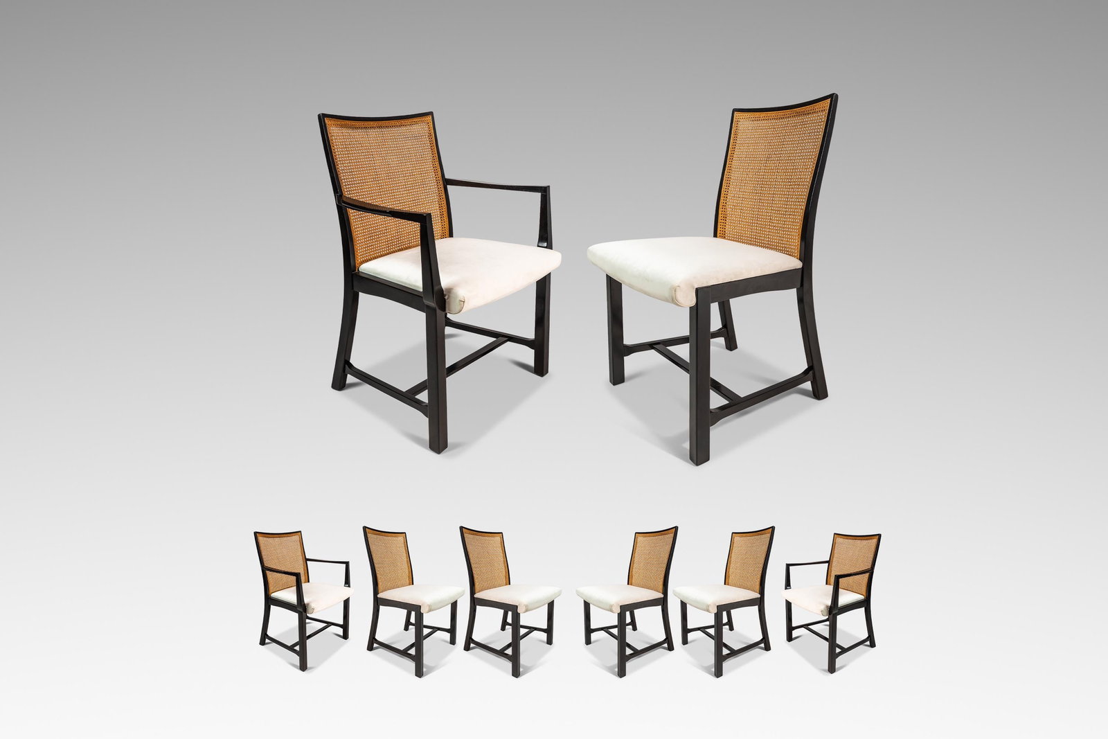 Set of 6 Mid-Century Modern Ebony Lacquered Dining Chairs by Michael Taylor for Baker (1 of 10)