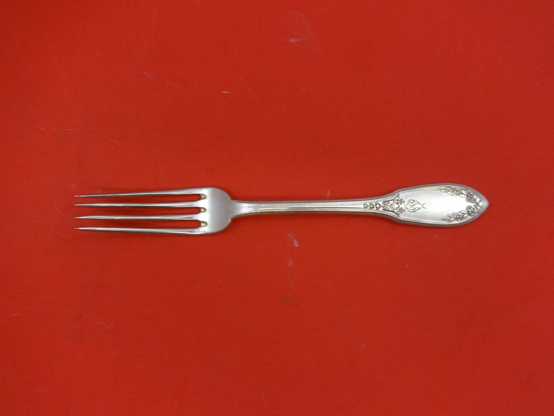 Sterling Silver Dessert Tea Fork European Applied Crown Design 5 3/4" (1 of 1)