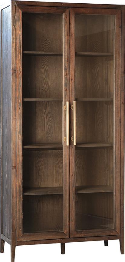 Basel Glass Cabinet Dark Brown Reclaimed Pine Country Farmhouse (1 of 1)