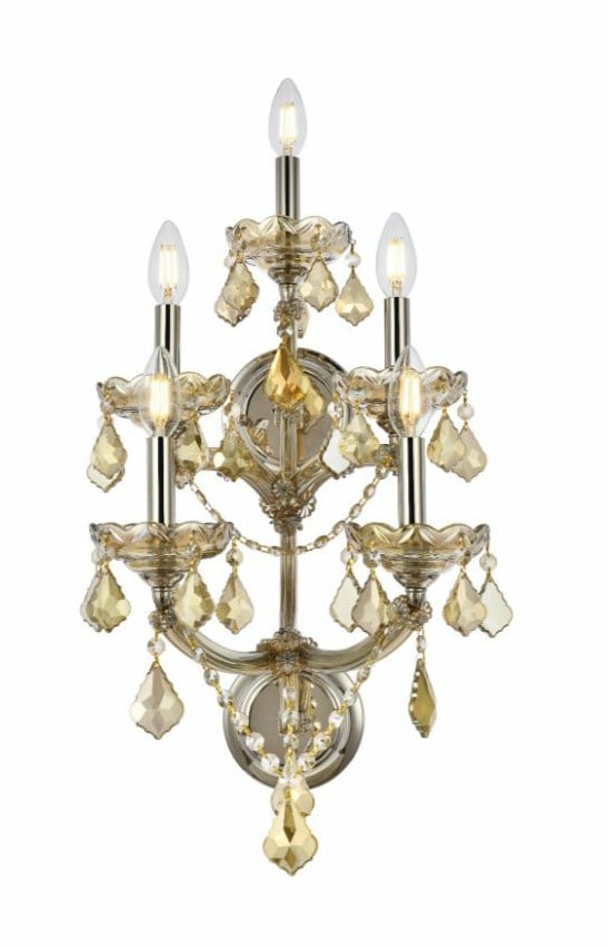 Maria Theresa 5-Light Golden Teak Crystal Wall Sconce with Royal Cut Crystals (1 of 7)