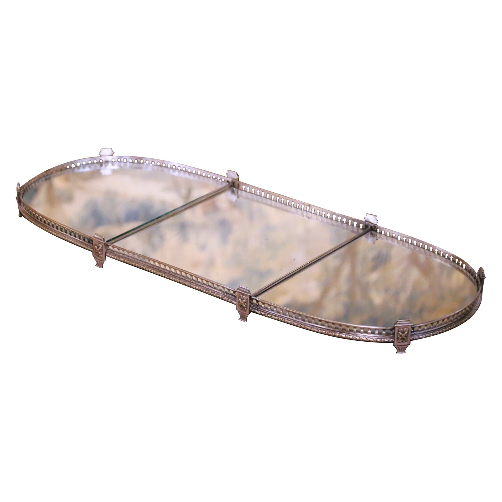 French Napoleon III Silvered Bronze Mirrored Surtout de Table Three-Piece Centerpiece (1 of 9)