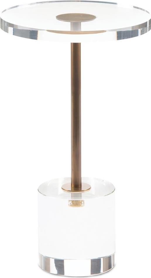 John-Richard Transitional Brass Acrylic Pedestal Side Table (1 of 1)