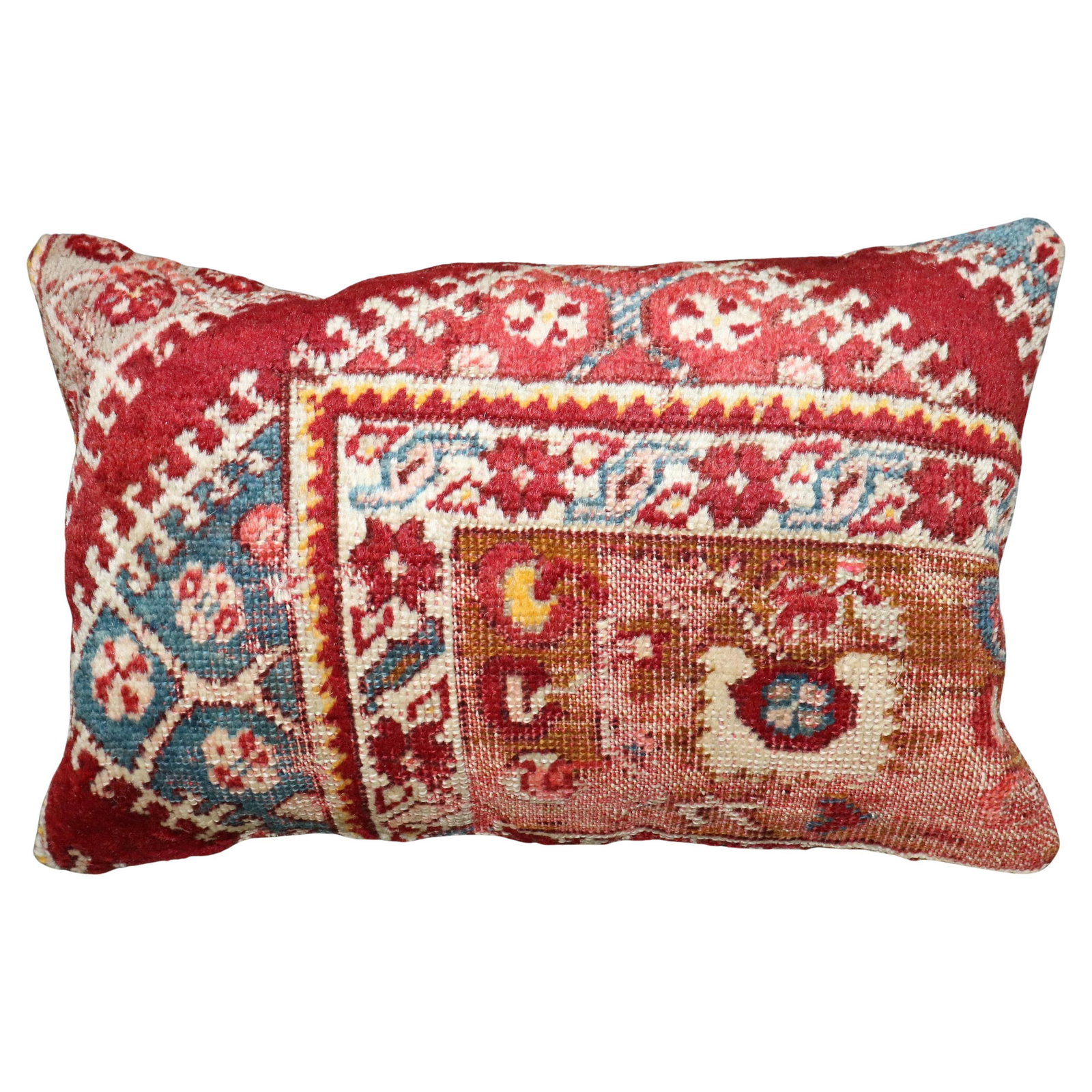Cherry Red Oushak Turkish Rug Pillow 12 x 18 Inches (1 of 4)