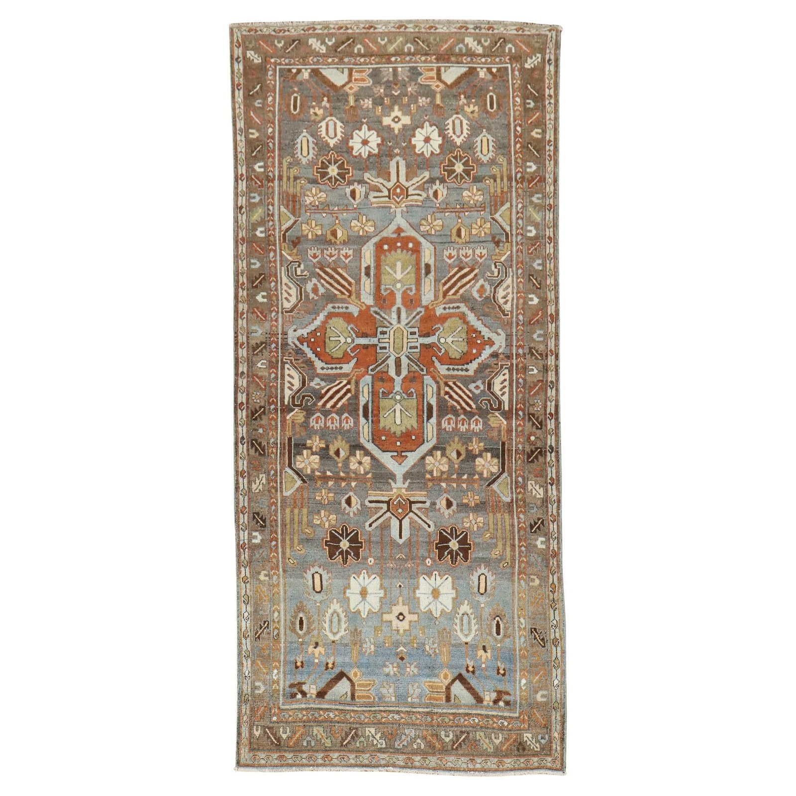 Antique Persian Malayer Medallion Runner 48 x 105 Hand-Knotted Wool: Antique Persian Malayer Medallion Runner 48 x 105 Hand-Knotted Wool Enhance your space with this exquisite Antique Persian Malayer Medallion Wide Short Accent Runner, a stunning piece that embodies ru