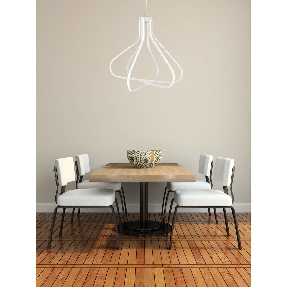 Dahlia Modern White LED Pendant Chandelier Three Light 26.6 Inch Adjustable Ceiling Fixture (1 of 9)