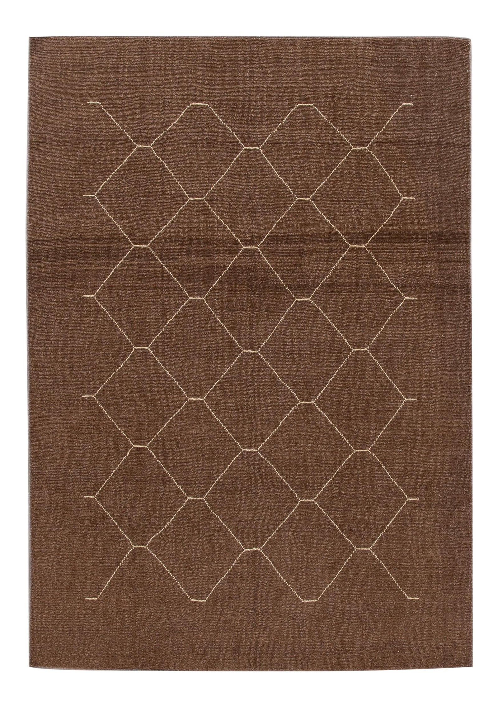 Modern Geometric Handmade Brown Wool Rug 7' x 10' Moroccan Style (1 of 8)