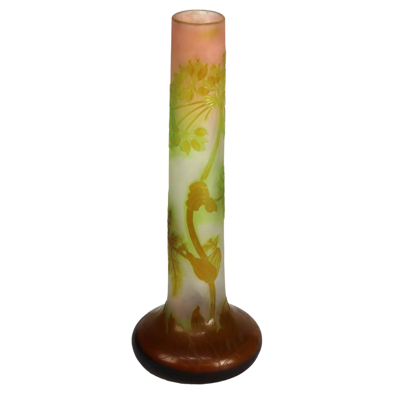 Early 20th Century Cameo Glass Vase with Art Nouveau Floral Motif (1 of 9)