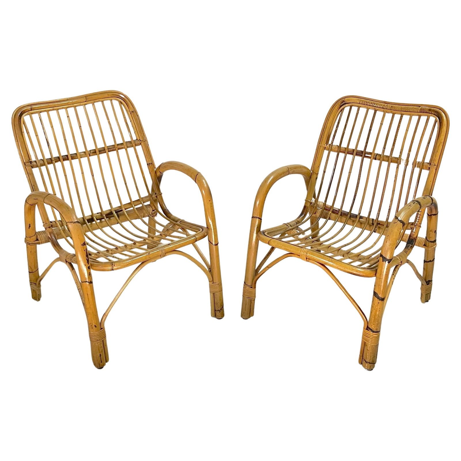 1970s Italian Bamboo Armchairs Set of 2 Franco Albini Style (1 of 12)