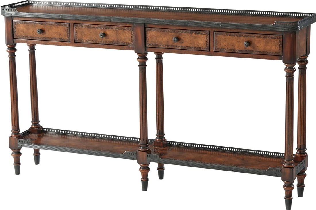 Theodore Alexander Louis XVI Walnut Console Table 32.75H x 58.25W x 10.75D (1 of 2)