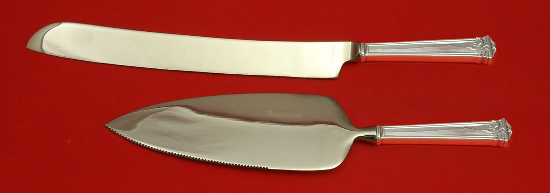 International Sterling Trianon 2pc Wedding Cake Set Silver Knife Server (1 of 1)