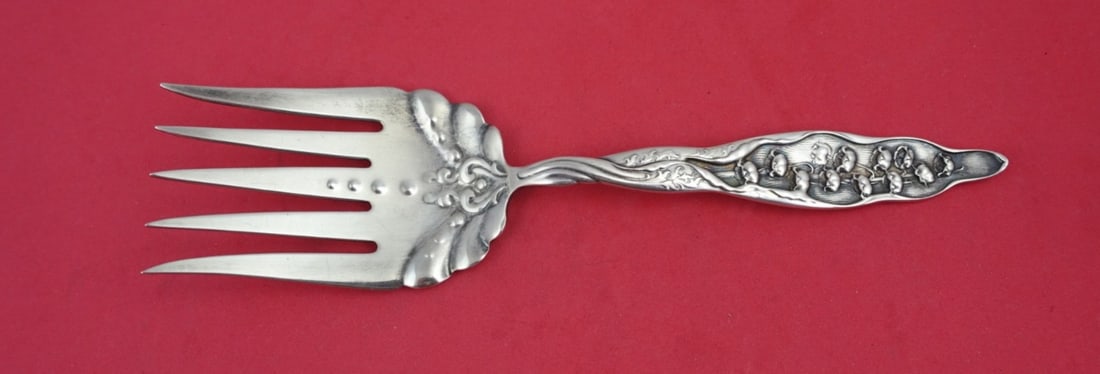 Whiting Lily of the Valley Sterling Silver Fish Serving Fork 5-Tine 8" (1 of 2)